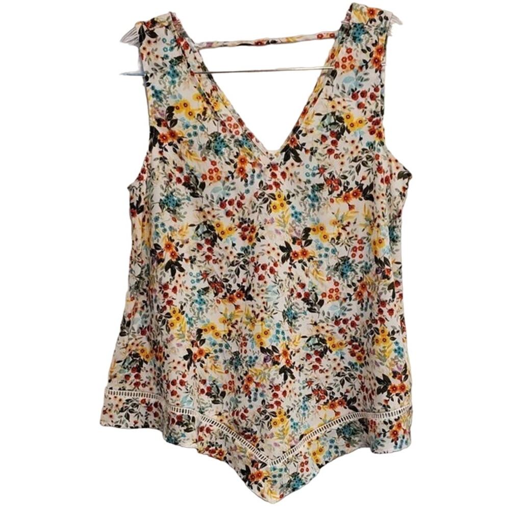 A.N.A. Women's Light Weight Floral Springtime Lace Accent Tank Size XS